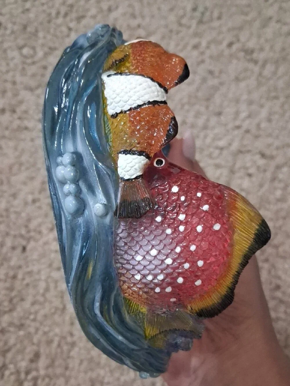 Decorative Fish Water Dish - Blue and Orange Ocean Design Soap Dish Acrylic